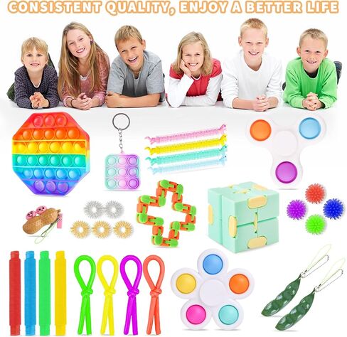 Sensory Fidget Toy Set for Kids Adults 30 Pack, Autism Special Needs Stress Reliever Silicone Stress Reliever Toy, Gift Educational School Game Crafts for Children Teen in Saudi Arabia