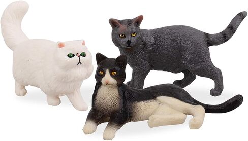 Toymany 8PCS تماثيل صغيرة سوداء وبيضاء للقطط، مجموعة ألعاب شخصيات قطط تعليمية واقعية، هريرة بيض عيد الفصح كعكة توبر عيد الميلاد هدية عيد ميلاد مشروع مدرسة الديوراما للأطفال الأطفال in Kuwait