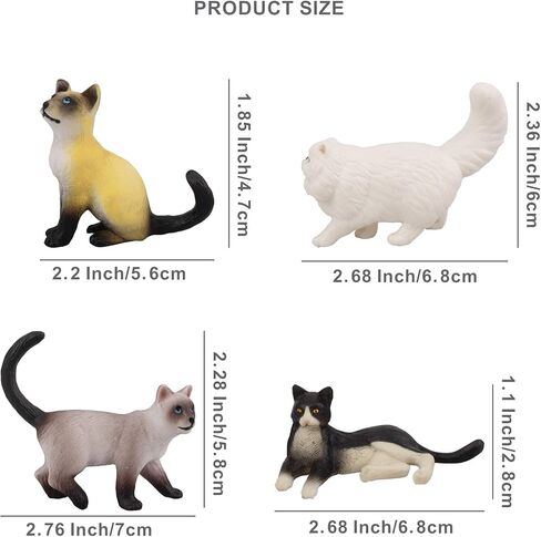 Toymany 8PCS تماثيل صغيرة سوداء وبيضاء للقطط، مجموعة ألعاب شخصيات قطط تعليمية واقعية، هريرة بيض عيد الفصح كعكة توبر عيد الميلاد هدية عيد ميلاد مشروع مدرسة الديوراما للأطفال الأطفال in Kuwait