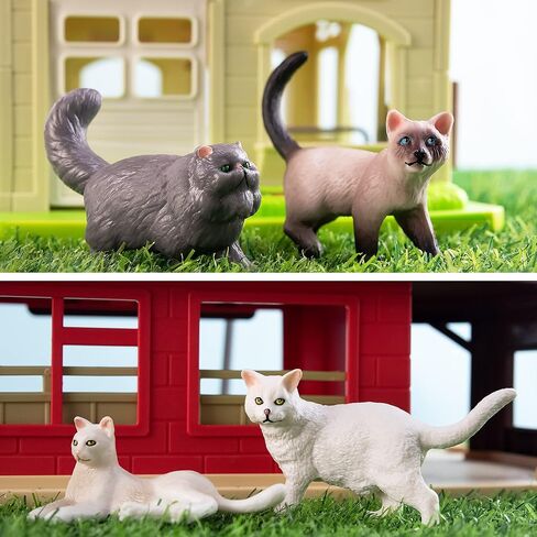 Toymany 8PCS تماثيل صغيرة سوداء وبيضاء للقطط، مجموعة ألعاب شخصيات قطط تعليمية واقعية، هريرة بيض عيد الفصح كعكة توبر عيد الميلاد هدية عيد ميلاد مشروع مدرسة الديوراما للأطفال الأطفال in Kuwait
