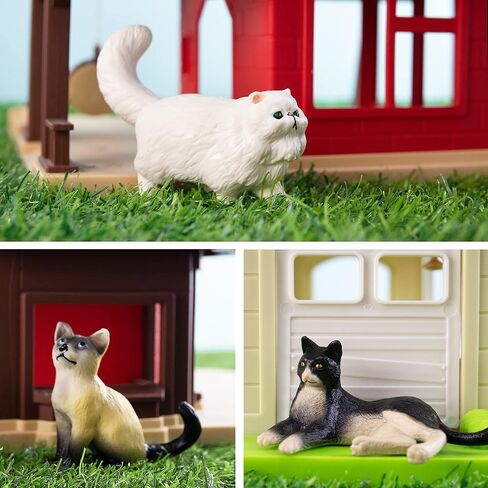 Toymany 8PCS تماثيل صغيرة سوداء وبيضاء للقطط، مجموعة ألعاب شخصيات قطط تعليمية واقعية، هريرة بيض عيد الفصح كعكة توبر عيد الميلاد هدية عيد ميلاد مشروع مدرسة الديوراما للأطفال الأطفال in Kuwait