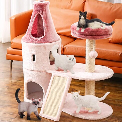 Toymany 8PCS تماثيل صغيرة سوداء وبيضاء للقطط، مجموعة ألعاب شخصيات قطط تعليمية واقعية، هريرة بيض عيد الفصح كعكة توبر عيد الميلاد هدية عيد ميلاد مشروع مدرسة الديوراما للأطفال الأطفال in Kuwait