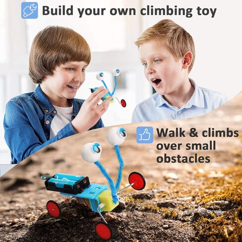 مجموعة بناء روبوت من 5 قطع، مشاريع العلوم والتكنولوجيا والهندسة والرياضيات للاطفال من سن 8-12 سنة، العاب هندسية للتجارب العلمية الالكترونية، هدية للاولاد والبنات بعمر 8 و9 و10 و11 و12 سنة in Kuwait