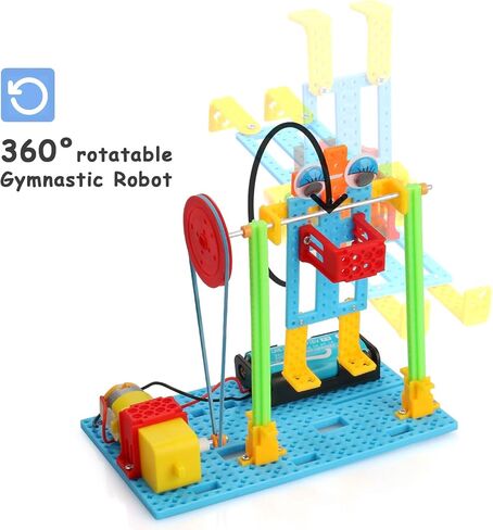 مجموعة بناء روبوت من 5 قطع، مشاريع العلوم والتكنولوجيا والهندسة والرياضيات للاطفال من سن 8-12 سنة، العاب هندسية للتجارب العلمية الالكترونية، هدية للاولاد والبنات بعمر 8 و9 و10 و11 و12 سنة in Kuwait