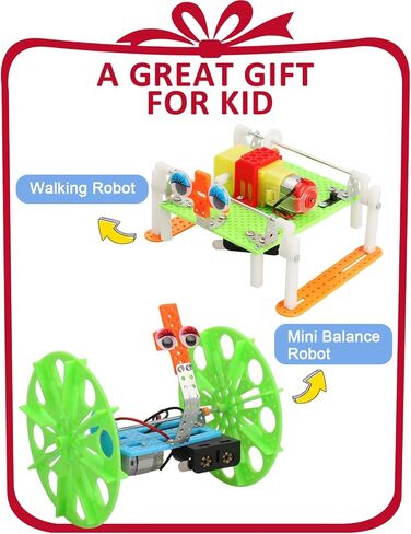 مجموعة بناء روبوت من 5 قطع، مشاريع العلوم والتكنولوجيا والهندسة والرياضيات للاطفال من سن 8-12 سنة، العاب هندسية للتجارب العلمية الالكترونية، هدية للاولاد والبنات بعمر 8 و9 و10 و11 و12 سنة in Kuwait