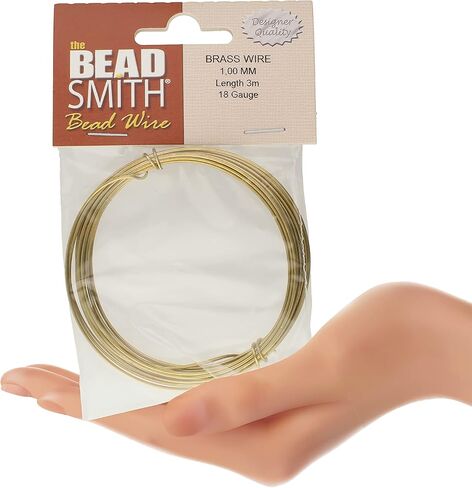 سلك المجوهرات الألماني الاحترافي من Beadsmith - قطر 1.0 ملم، قياس 18، ملف 3 أمتار - نحاس 100% - سلك خرز يستخدم في صناعة المجوهرات، وتغليف الأسلاك، والنحت، والزهور، والنمذجة وغيرها من الفنون والحرف اليدوية الأخرى in Kuwait