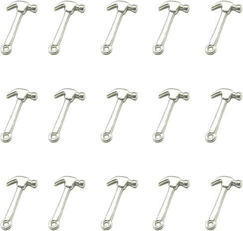 فيوااو 60 قطعة من تعليقات المطرقة الفضية العتيقة، دلايات ادوات لصنع المجوهرات والقلائد والاساور، مقاس M، معدن، بدون احجار كريمة, Medium, معدن, لا أحجار كريمة in Kuwait