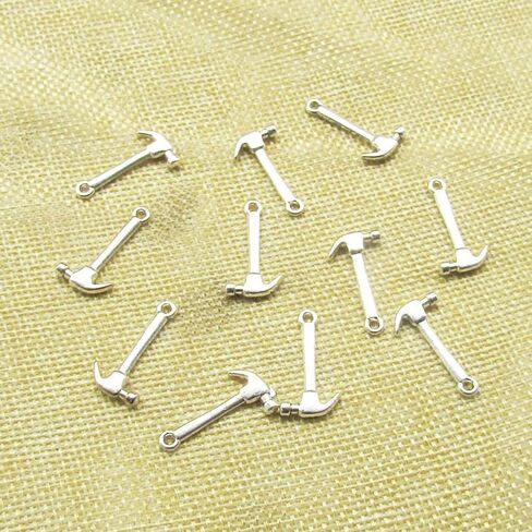 فيوااو 60 قطعة من تعليقات المطرقة الفضية العتيقة، دلايات ادوات لصنع المجوهرات والقلائد والاساور، مقاس M، معدن، بدون احجار كريمة, Medium, معدن, لا أحجار كريمة in Kuwait