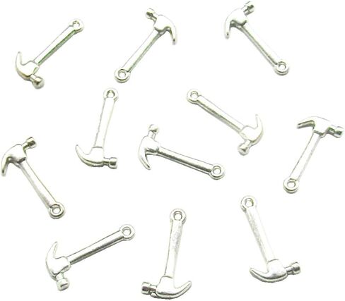 فيوااو 60 قطعة من تعليقات المطرقة الفضية العتيقة، دلايات ادوات لصنع المجوهرات والقلائد والاساور، مقاس M، معدن، بدون احجار كريمة, Medium, معدن, لا أحجار كريمة in Kuwait