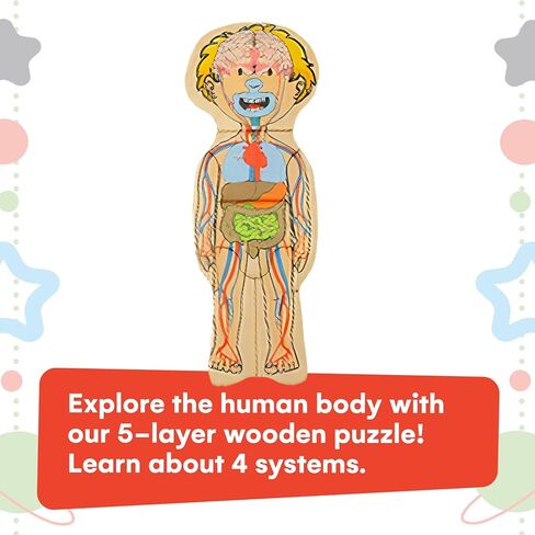 Kidzlane African American Boy Wooden My Body Puzzle for Toddlers & Kids - 29 Piece Girls Anatomy Puzzle Kid Play Set - Anatomy for Kids, Skeleton Toys for Kids Ages 3 Plus in Kuwait