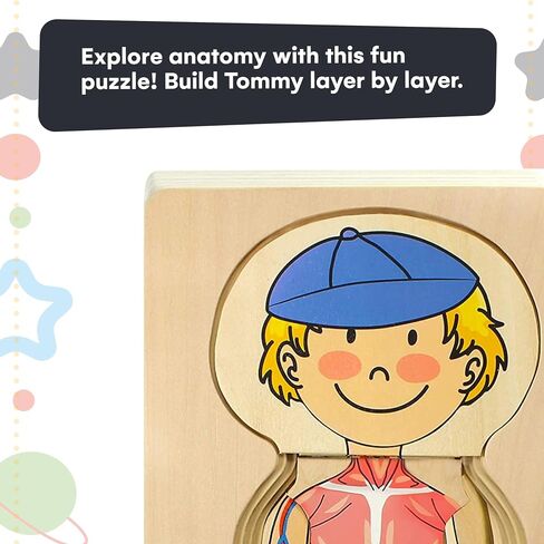 Kidzlane African American Boy Wooden My Body Puzzle for Toddlers & Kids - 29 Piece Girls Anatomy Puzzle Kid Play Set - Anatomy for Kids, Skeleton Toys for Kids Ages 3 Plus in Kuwait