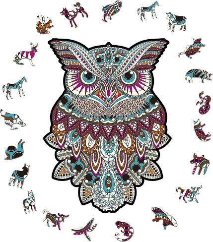Wooden Puzzle for Adults, Owl Puzzle (L, 168pcs) Beautiful Wooden Box, Wooden Jigsaw Puzzles Unique Shape, Birthday Gifts for Adults and Kids Family Game in Saudi Arabia