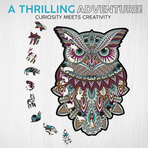 Wooden Puzzle for Adults, Owl Puzzle (L, 168pcs) Beautiful Wooden Box, Wooden Jigsaw Puzzles Unique Shape, Birthday Gifts for Adults and Kids Family Game in Saudi Arabia