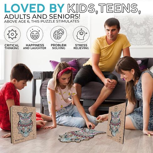 Wooden Puzzle for Adults, Owl Puzzle (L, 168pcs) Beautiful Wooden Box, Wooden Jigsaw Puzzles Unique Shape, Birthday Gifts for Adults and Kids Family Game in Saudi Arabia