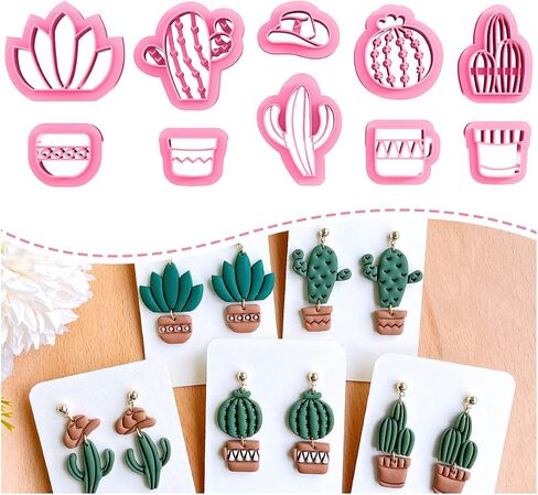 KEOKER Clay Cutters for Polymer Clay Jewelry, Cactus Polymer Clay Cutters for Earrings Jewelry Making, 10 Shapes Potted Plant Clay Earrings Cutters, Clay Cutters (Potted Plant Clay Cutters 2) in Saudi Arabia