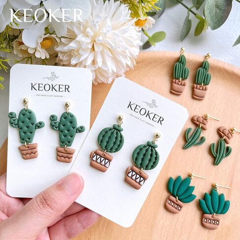 KEOKER Clay Cutters for Polymer Clay Jewelry, Cactus Polymer Clay Cutters for Earrings Jewelry Making, 10 Shapes Potted Plant Clay Earrings Cutters, Clay Cutters (Potted Plant Clay Cutters 2) in Saudi Arabia