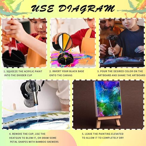 6 PCS Split Cups for Paint Pouring, Flower Pour Cups Acrylic Pouring Split Cups Paint Tools Fluid Painting Supplies Kit for DIY Pouring Paint and Creating Patterns in Saudi Arabia