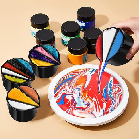 6 PCS Split Cups for Paint Pouring, Flower Pour Cups Acrylic Pouring Split Cups Paint Tools Fluid Painting Supplies Kit for DIY Pouring Paint and Creating Patterns in Saudi Arabia