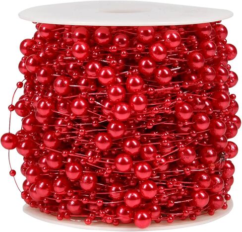 أورغريمار 196 قدم سلسلة خرز لفة 8 مم و 3 مم سلسلة خرز مختلطة لصنع المجوهرات DIY الحرف قلادة إكليل حفلة الزفاف (أحمر) in Kuwait
