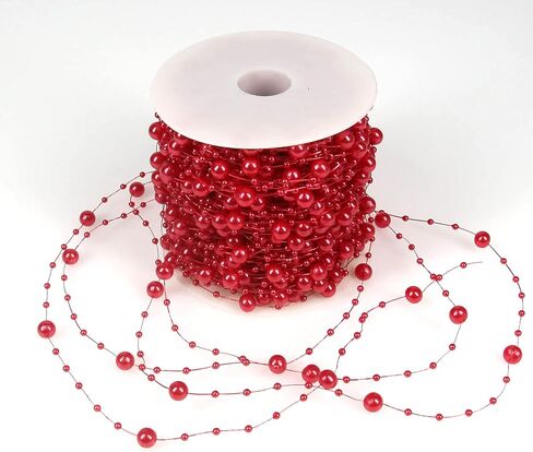 أورغريمار 196 قدم سلسلة خرز لفة 8 مم و 3 مم سلسلة خرز مختلطة لصنع المجوهرات DIY الحرف قلادة إكليل حفلة الزفاف (أحمر) in Kuwait