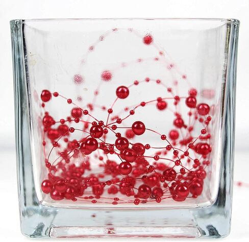 أورغريمار 196 قدم سلسلة خرز لفة 8 مم و 3 مم سلسلة خرز مختلطة لصنع المجوهرات DIY الحرف قلادة إكليل حفلة الزفاف (أحمر) in Kuwait