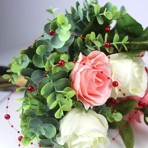 أورغريمار 196 قدم سلسلة خرز لفة 8 مم و 3 مم سلسلة خرز مختلطة لصنع المجوهرات DIY الحرف قلادة إكليل حفلة الزفاف (أحمر) in Kuwait