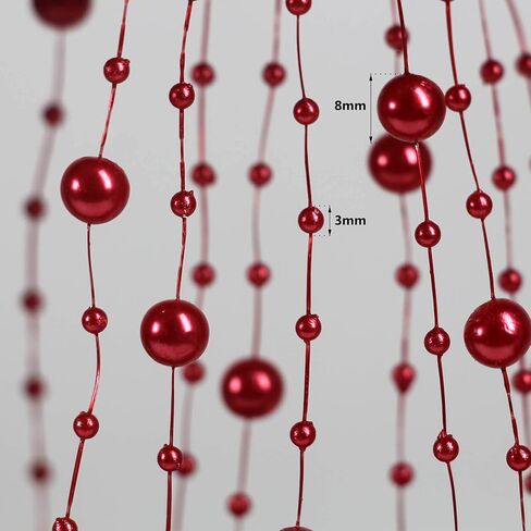 أورغريمار 196 قدم سلسلة خرز لفة 8 مم و 3 مم سلسلة خرز مختلطة لصنع المجوهرات DIY الحرف قلادة إكليل حفلة الزفاف (أحمر) in Kuwait