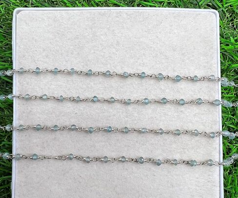 Aquamarine 36Inch Silver Plated 3mm Round Faceted Beads Necklace Chains Bulk for DIY Necklace Bracelet Choker Jewelry Making DIY Crafting Accessories 3 Feet DSH03PM:74 in Kuwait