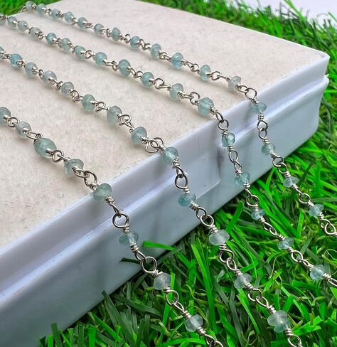 Aquamarine 36Inch Silver Plated 3mm Round Faceted Beads Necklace Chains Bulk for DIY Necklace Bracelet Choker Jewelry Making DIY Crafting Accessories 3 Feet DSH03PM:74 in Kuwait