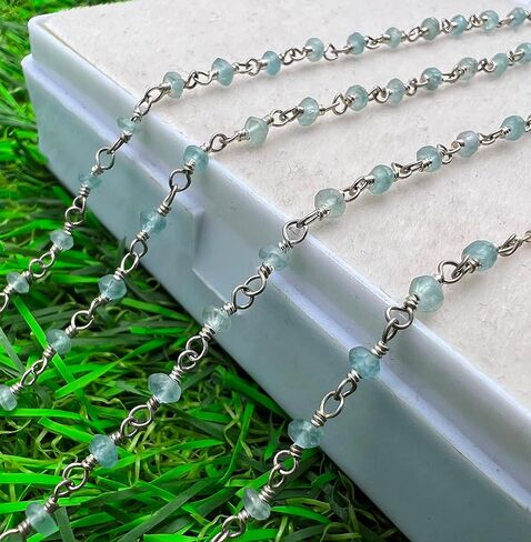 Aquamarine 36Inch Silver Plated 3mm Round Faceted Beads Necklace Chains Bulk for DIY Necklace Bracelet Choker Jewelry Making DIY Crafting Accessories 3 Feet DSH03PM:74 in Kuwait