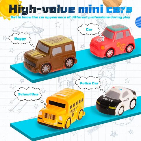 مسارات السباق للأطفال الصغار 3 4 5 6 7، لعبة مسار السباق للأولاد مغامرة السيارة، ألعاب تسلق عربة السكك الحديدية مع 4 سيارات سباق صغيرة موضوع الفضاء هدايا ما قبل المدرسة للبنين والبنات in Kuwait