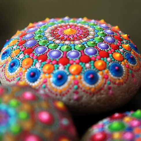 بي كيه بيرل مجموعة قوالب استنسل للرسم بنمط ماندالا دوت مكونة من 5 قطع، 8/12/16 قطعة استنسل ماندالا الابداعية القابلة لاعادة الاستخدام لمشاريع الرسم الفنية التي تصنعها بنفسك in Kuwait