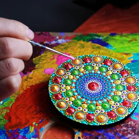 بي كيه بيرل مجموعة قوالب استنسل للرسم بنمط ماندالا دوت مكونة من 5 قطع، 8/12/16 قطعة استنسل ماندالا الابداعية القابلة لاعادة الاستخدام لمشاريع الرسم الفنية التي تصنعها بنفسك in Kuwait