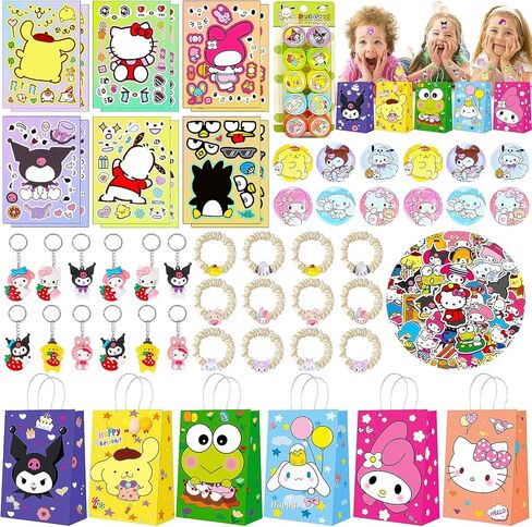 120 قطعة من هدايا حفلات عيد ميلاد كيتي من ليل، لوازم حفلات عيد ميلاد مرحبًا للأطفال، تتضمن ملصق وجه، سلاسل مفاتيح كاواي، بروش، طوابع، ربطات شعر وملصقات، هدايا عيد ميلاد، حقائب هدايا للفتيات in Kuwait