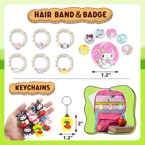 120 قطعة من هدايا حفلات عيد ميلاد كيتي من ليل، لوازم حفلات عيد ميلاد مرحبًا للأطفال، تتضمن ملصق وجه، سلاسل مفاتيح كاواي، بروش، طوابع، ربطات شعر وملصقات، هدايا عيد ميلاد، حقائب هدايا للفتيات in Kuwait