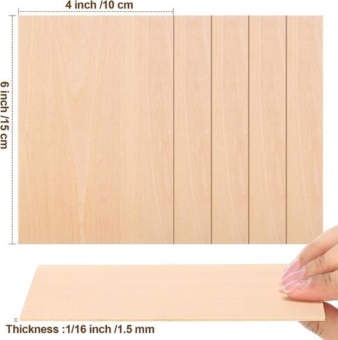 Wenqik 100 Pcs Basswood Sheets 4 x 6 x 1/16 Inch Plywood Sheets Thin Wooden Plywood Sheets Rectangular Unfinished Basswood Board for Crafts Cutting Wood Burning DIY Architectural Models Drawing in Saudi Arabia