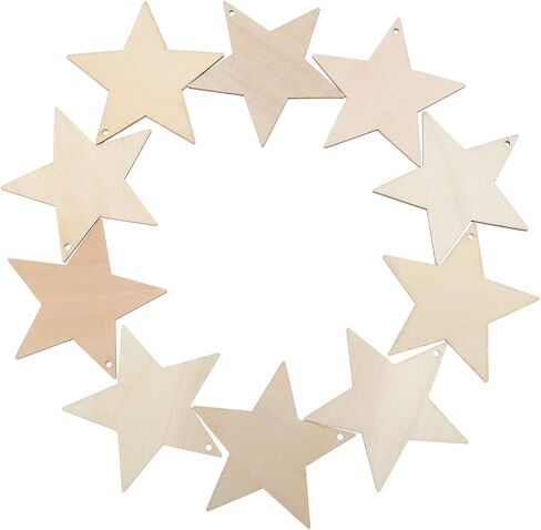 Tatuo 100 Pieces Christmas Wooden Star Ornaments Star Wooden Ornaments Cutouts for Crafts Hanging Ornaments with Ropes for Embellishments, Wedding, DIY, Craft, Festival in Kuwait