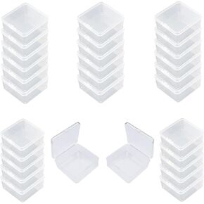 100 Pieces Square Empty Mini Clear Plastic Organizer Storage Box Containers with Hinged Lids for Small Items and Other Craft Projects (2.16 x 2.16 x 0.79 inch) in Kuwait