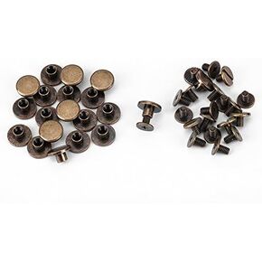 20 Sets 5mm 6.5mm 8mm Brass Assorted Kit Screw Posts Metal Accessories Nail Rivet Button for DIY Leather Decoration Bookbinding Slotted Flat Head Stud Screw (5mm)