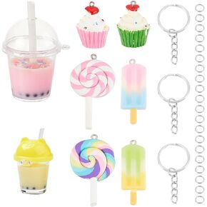 SUNNYCLUE DIY 6 Set Milk Tea Charms Faux Suede Tassel Keychain Making Kit Bubble Tea Charms for Jewelry Making Bear Shape Boba Milk Tea Charm Key Rings Pearl Milk Tea Keychain Jump Rings DIY Craft in Kuwait