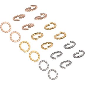 UNICRAFTALE 300 Pcs 304 Stainless Steel Open Jump Rings 6 mm Twisted Round Rings Jump Rings for Jewelry Making DIY Craft Earring Bracelet Pendant Choker Jewelry Making Findings and Key Ring Chain