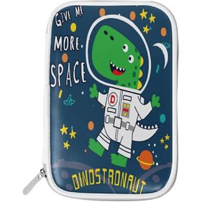 Pencil Case Dino Astronaut Cartoon Pen Case Pencil Bag Pouch Zipper Organizer Stationery Holder Storage Big Makeup Bag for Kids Teen Office College