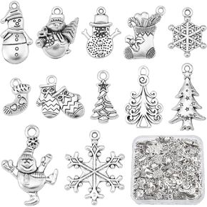 SUNNYCLUE 1 Box 32Pcs Christmas Charms Reindeer Charms Micro Pave Cubic Zirconia Rhinestone Deer Charm Golden Silver Forest Animal Winter Charm for Jewelry Making Charms DIY Necklace Craft Supplies