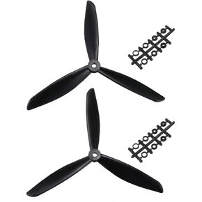 uxcell RC Propellers 3-Vane Nylon with Adapter Rings 8045 8x4.5 Inch Multi-Rotor for RC Aircraft, Black 1 Pair