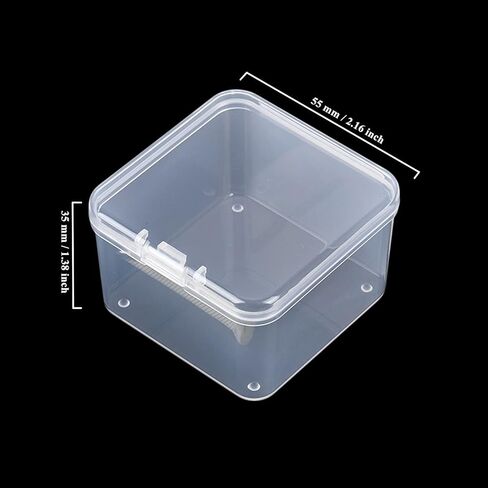 حاويات صندوق تخزين بلاستيكية شفافة صغيرة مربعة الشكل من جودما، 4 قطع مع أغطية مفصلية للأشياء الصغيرة والمشروعات اليدوية الأخرى (4.92 × 4.92 × 1.38 بوصة) in Kuwait