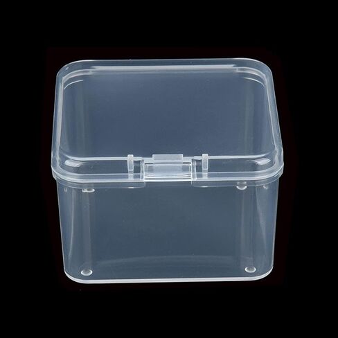حاويات صندوق تخزين بلاستيكية شفافة صغيرة مربعة الشكل من جودما، 4 قطع مع أغطية مفصلية للأشياء الصغيرة والمشروعات اليدوية الأخرى (4.92 × 4.92 × 1.38 بوصة) in Kuwait