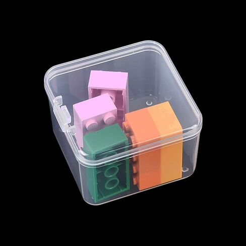 حاويات صندوق تخزين بلاستيكية شفافة صغيرة مربعة الشكل من جودما، 4 قطع مع أغطية مفصلية للأشياء الصغيرة والمشروعات اليدوية الأخرى (4.92 × 4.92 × 1.38 بوصة) in Kuwait