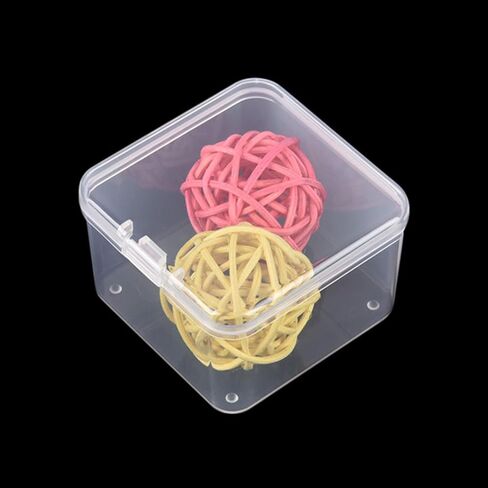 حاويات صندوق تخزين بلاستيكية شفافة صغيرة مربعة الشكل من جودما، 4 قطع مع أغطية مفصلية للأشياء الصغيرة والمشروعات اليدوية الأخرى (4.92 × 4.92 × 1.38 بوصة) in Kuwait