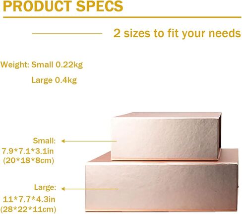 REJODA 2 حزمة من علب هدايا عيد الميلاد مع أغطية مغناطيسية، صندوق هدايا ذهبي وردي للهدايا مع شريط، صندوق اقتراح وصيفة العروس، أعياد الميلاد، هدايا الزفاف، تغليف هدايا فاخرة للنساء in Kuwait