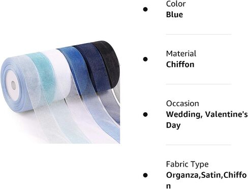 6 Rolls Organza Ribbon Sheer Chiffon Ribbon Bulk for Gift Wrapping Decorating Valentine‘s Day Wedding Birthday Bouquet Garland(25 Yard Each Roll,Dusty Rose) in Saudi Arabia